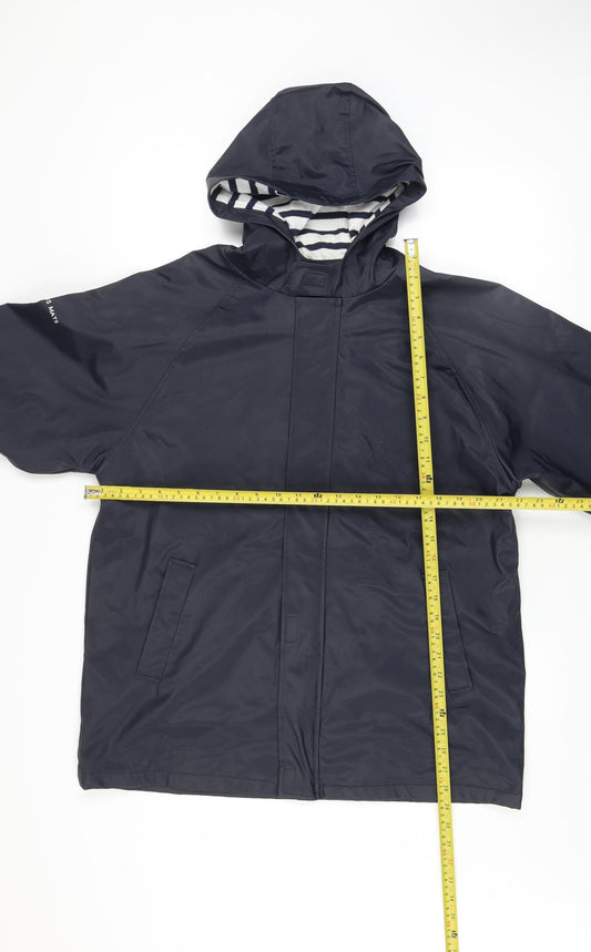 Les Trois Mats Womens Blue Waterproof Hooded Rain Jacket Size 14
