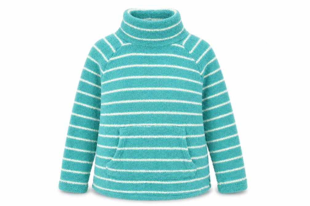 Weird Fish Womens Blue Striped Pullover Fleece Sweatshirt Size 12