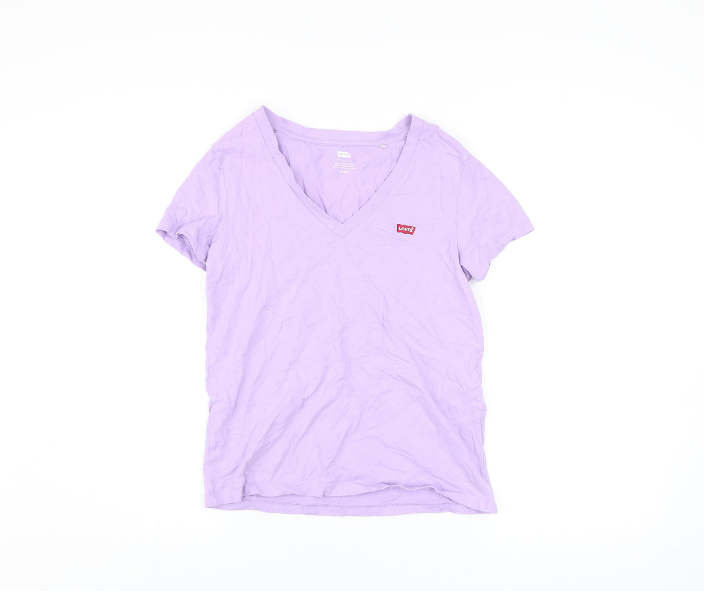 Levi's Women's Purple Cotton V-Neck Short Sleeve T-Shirt XS