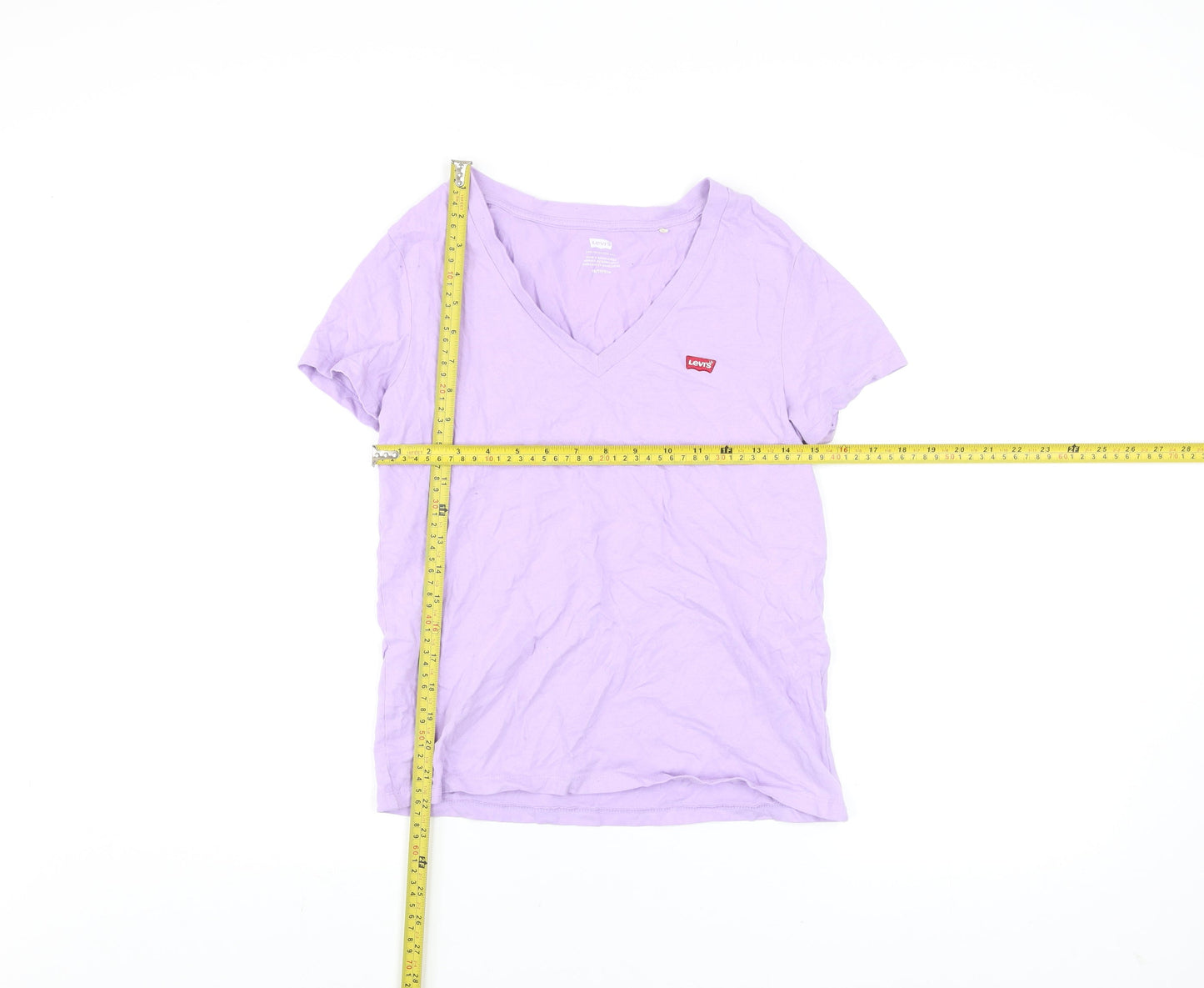 Levi's Women's Purple Cotton V-Neck Short Sleeve T-Shirt XS