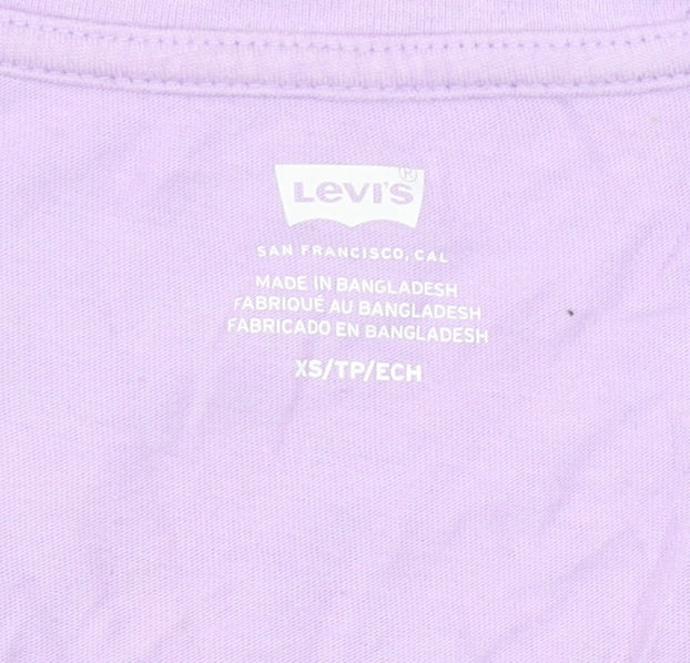 Levi's Women's Purple Cotton V-Neck Short Sleeve T-Shirt XS