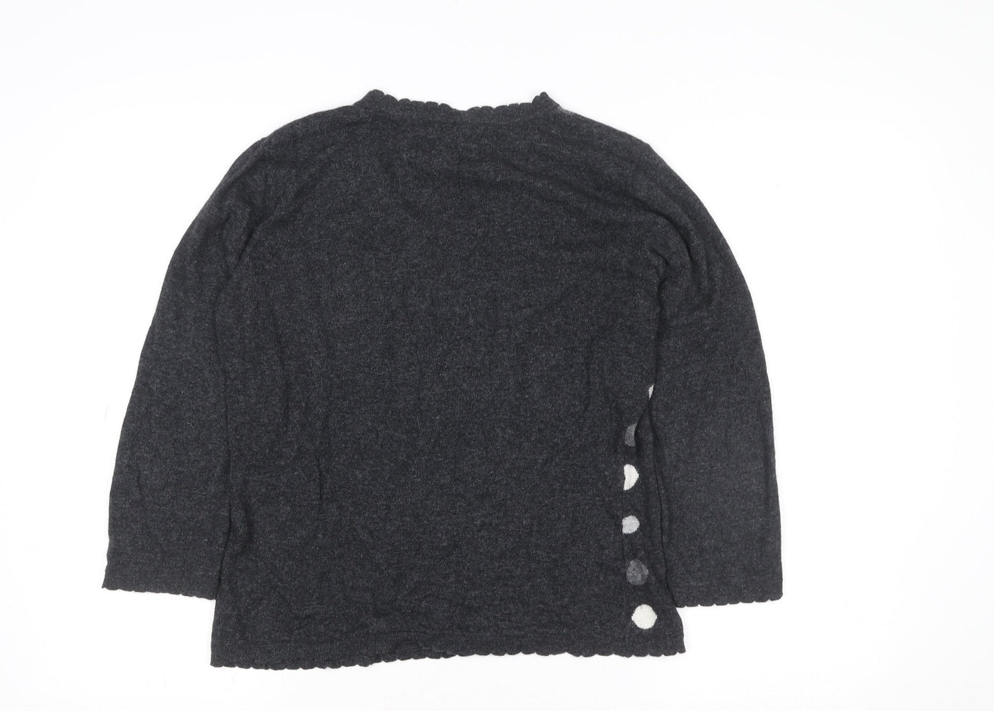 CC Women’s Grey Polka Dot V-Neck 3/4 Sleeve Angora Jumper M