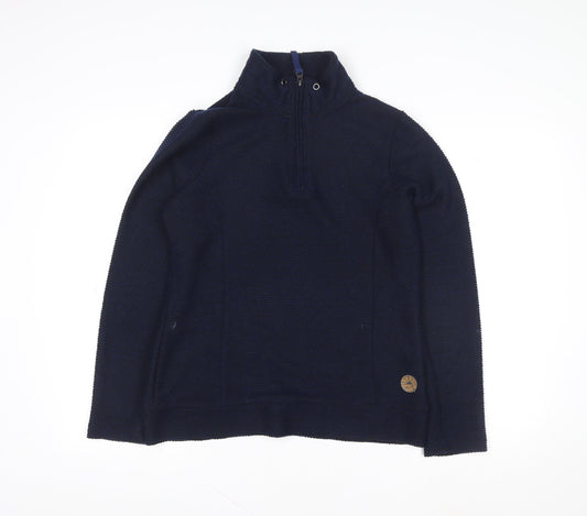 Crane Men Blue High Neck 1/2 Zip Pullover Sweatshirt M