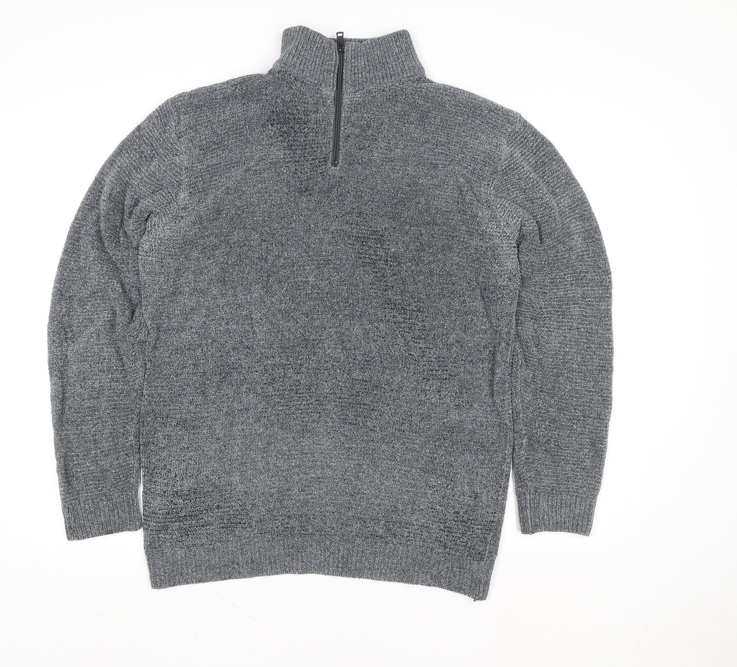 Next Men’s Grey 1/4 Zip Knit Sweatshirt Jumper Size L