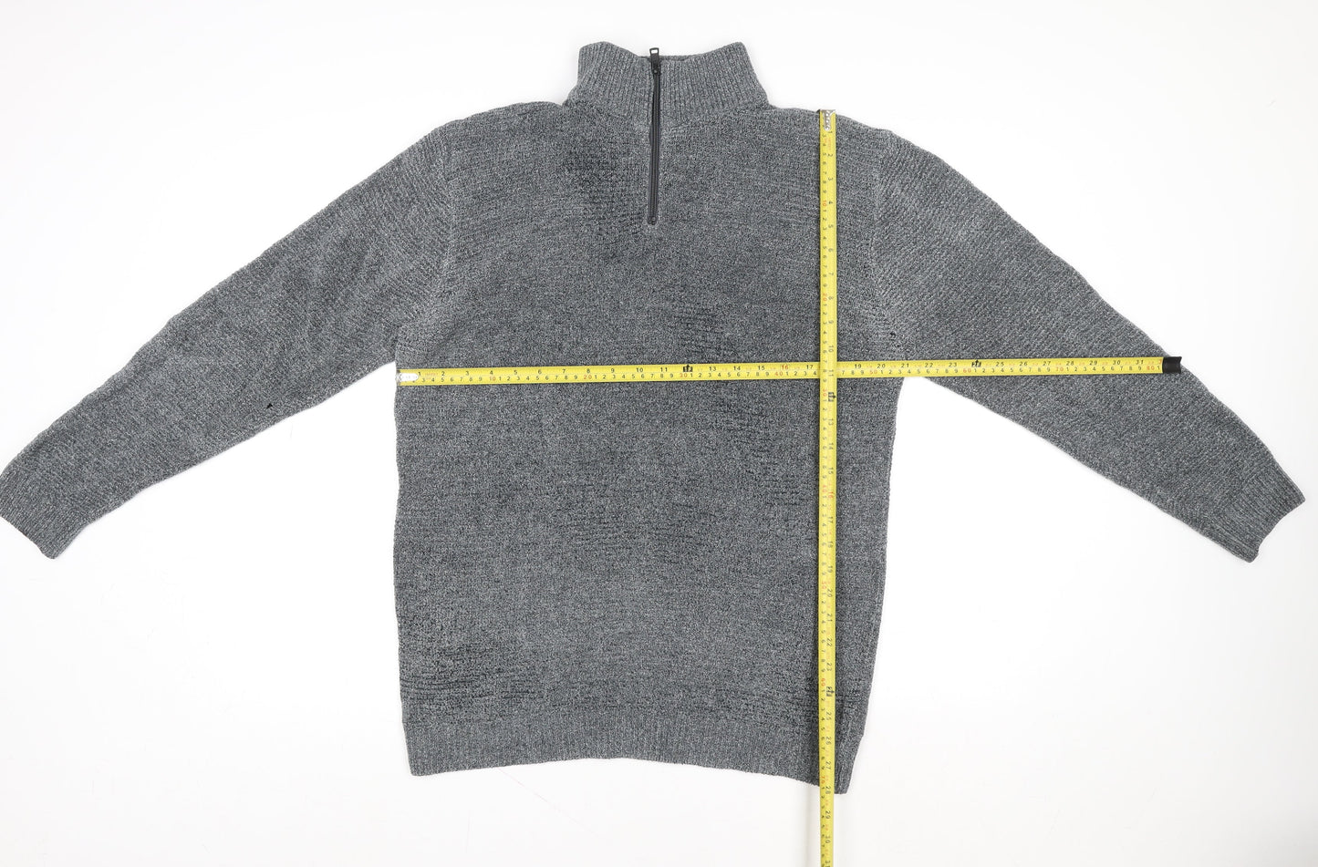Next Men’s Grey 1/4 Zip Knit Sweatshirt Jumper Size L