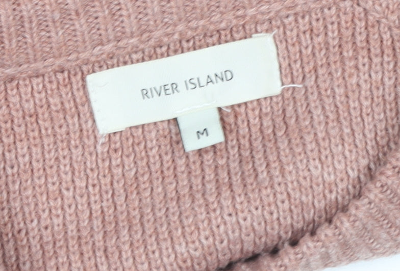 River Island Women's Pink Acrylic Knit Jumper Size M