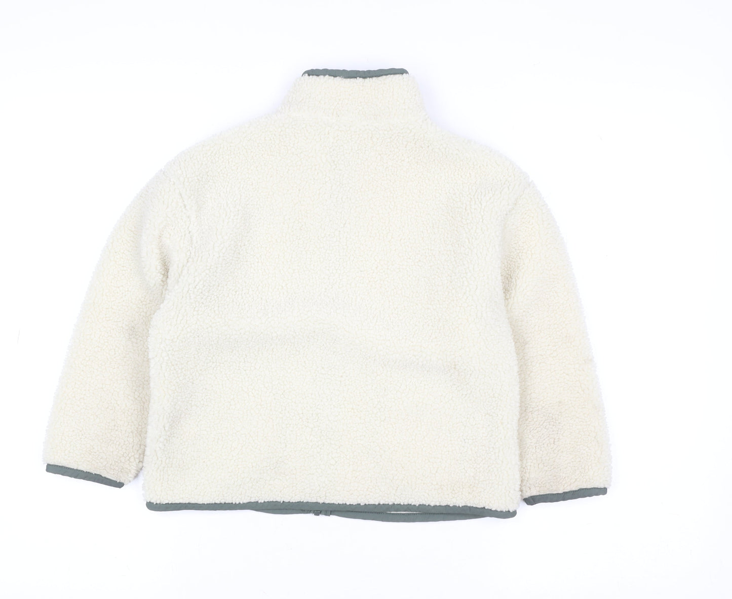 Zara Boys Ivory Fleece Full Zip Jacket 6-7 Years Warm Winter Outerwear