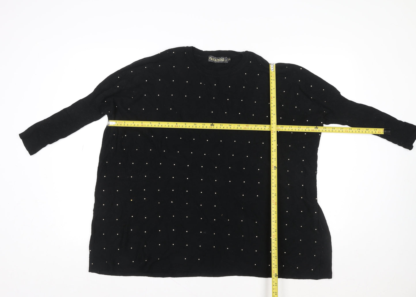 Paramour Women Black Beaded Tunic Blouse Size S Relaxed Fit