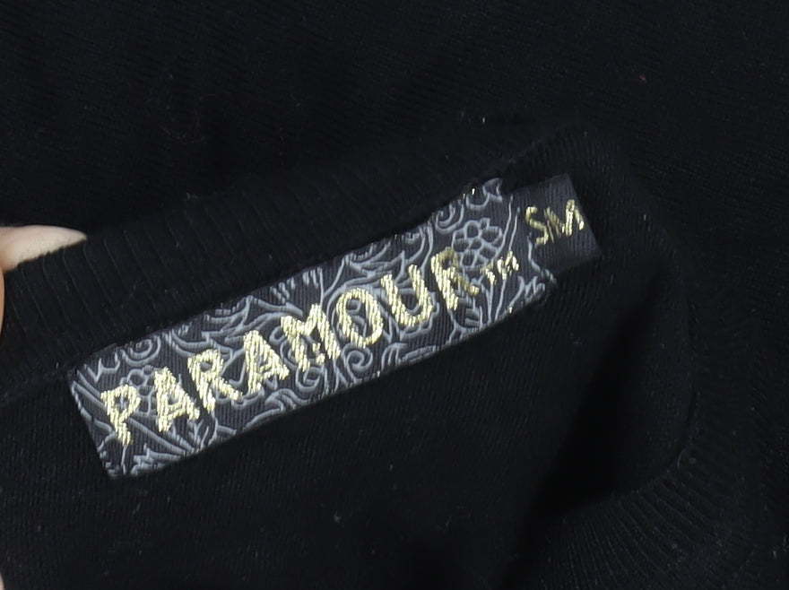 Paramour Women Black Beaded Tunic Blouse Size S Relaxed Fit