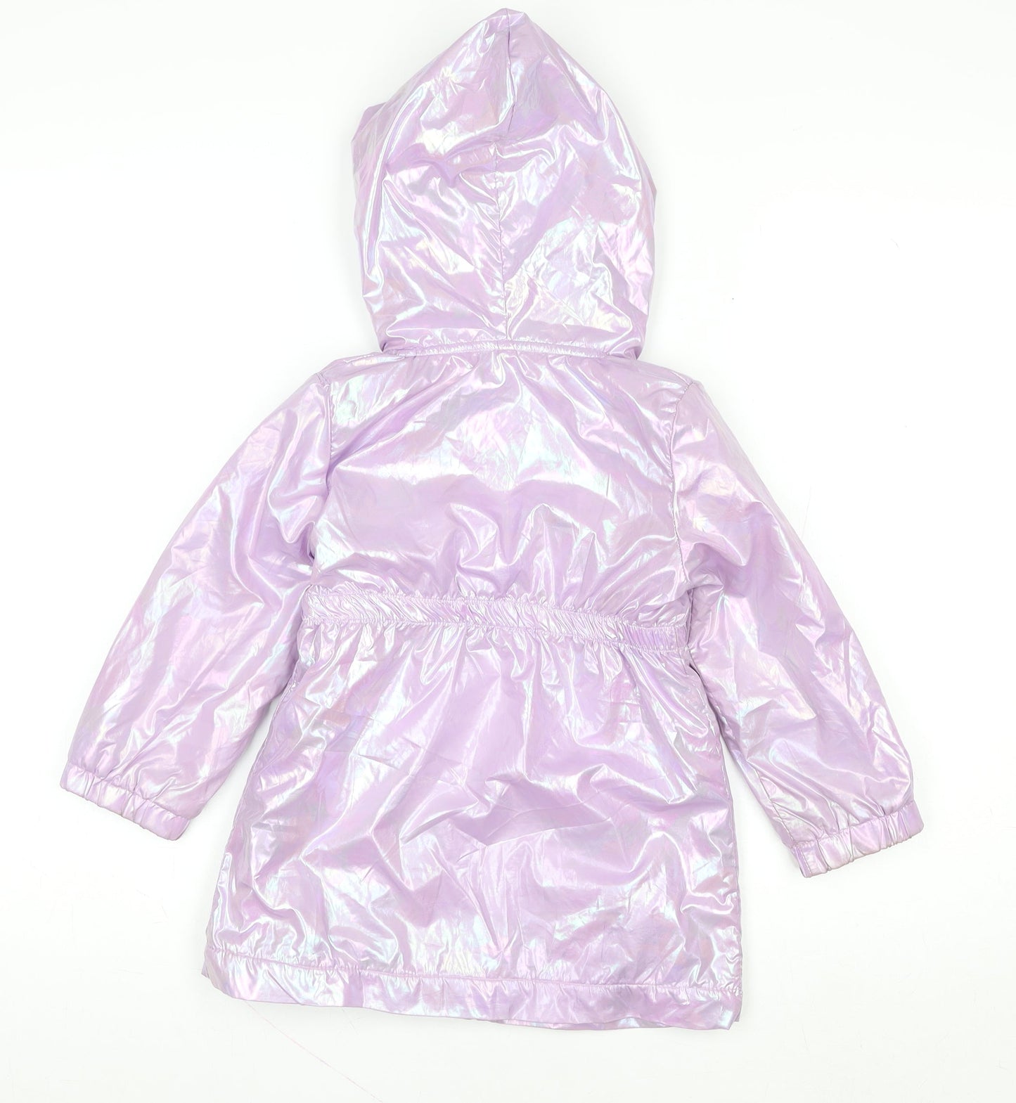 SHEIN Girls Purple Hooded Iridescent Puffer Coat 4 Years Lined Winter Jacket