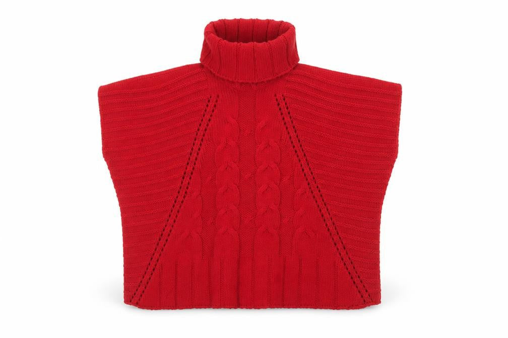 Wallis Women’s Red Roll Neck Cable Knit Cape Jumper Size 10