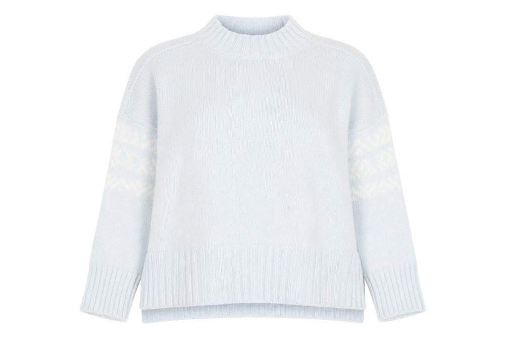 WoolOvers Women Blue Wool Mohair Mock Neck Long Sleeve Jumper L