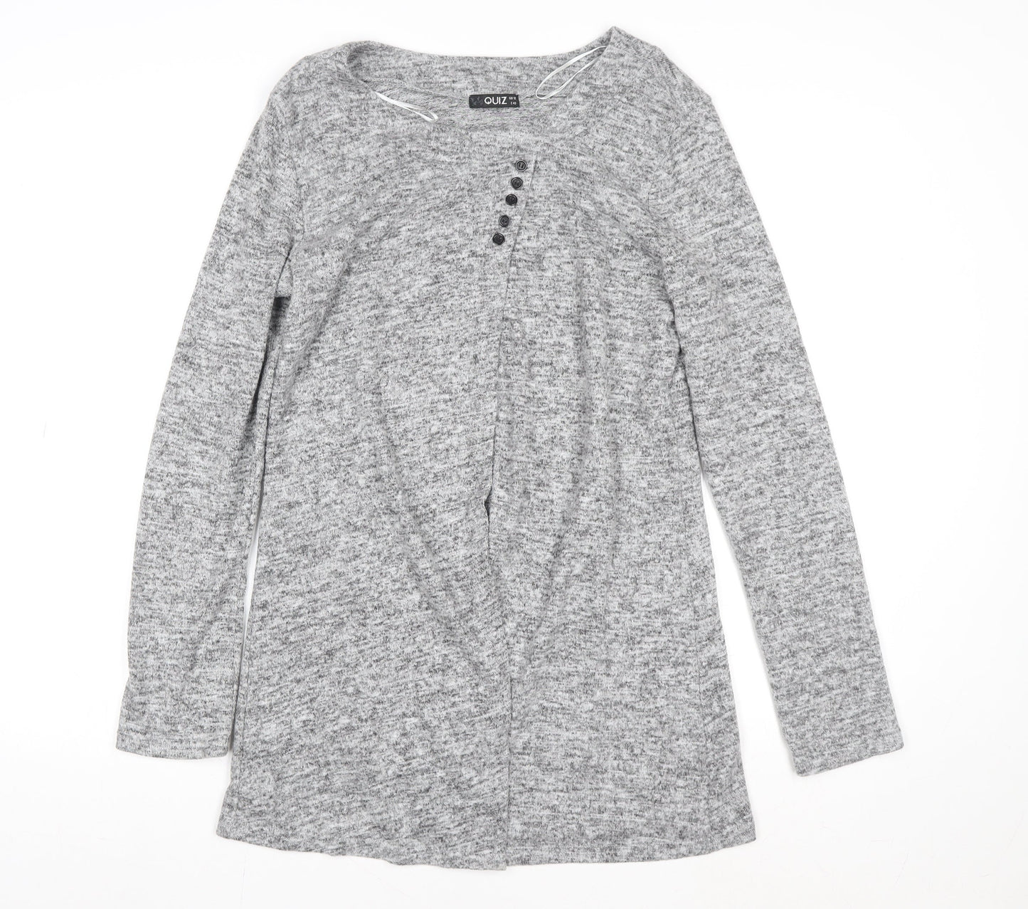 Quiz Women’s Grey Long Sleeve Jersey Top Size 12 Classic Style