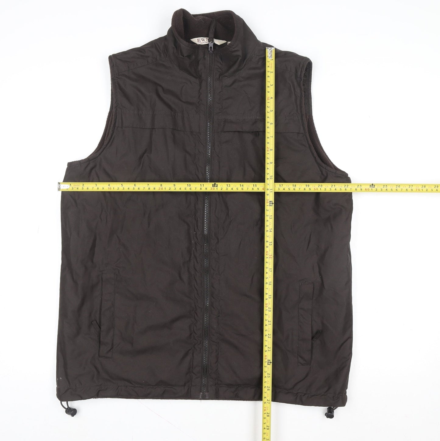 EWM Men's Brown Full Zip Fleece Lined Bodywarmer Waistcoat M