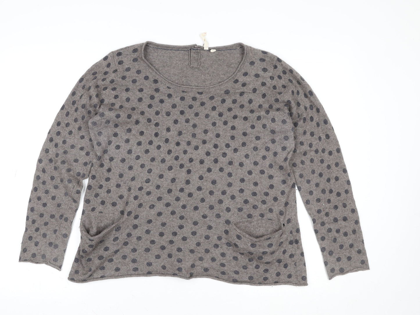 Marks and Spencer Womens Grey Polka Dot Knit Long Sleeve Top Size 14