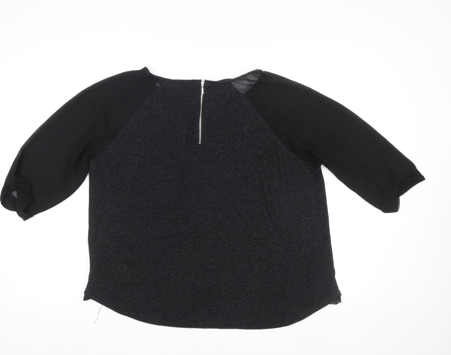 New Look Women’s Black 3/4 Sleeve Zip Back Blouse Size 18