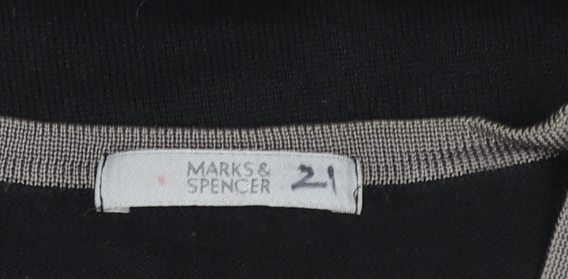 Marks and Spencer Women's Black Beaded Wool Blend Short Sleeve Knit Top Size 12