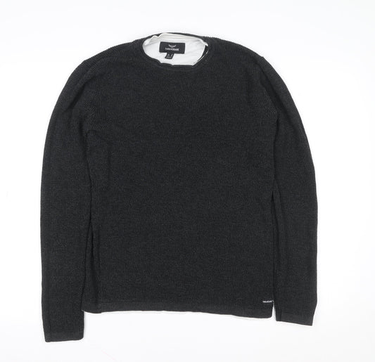Threadbare Men's Black Cotton Knit Pullover Sweatshirt Size M