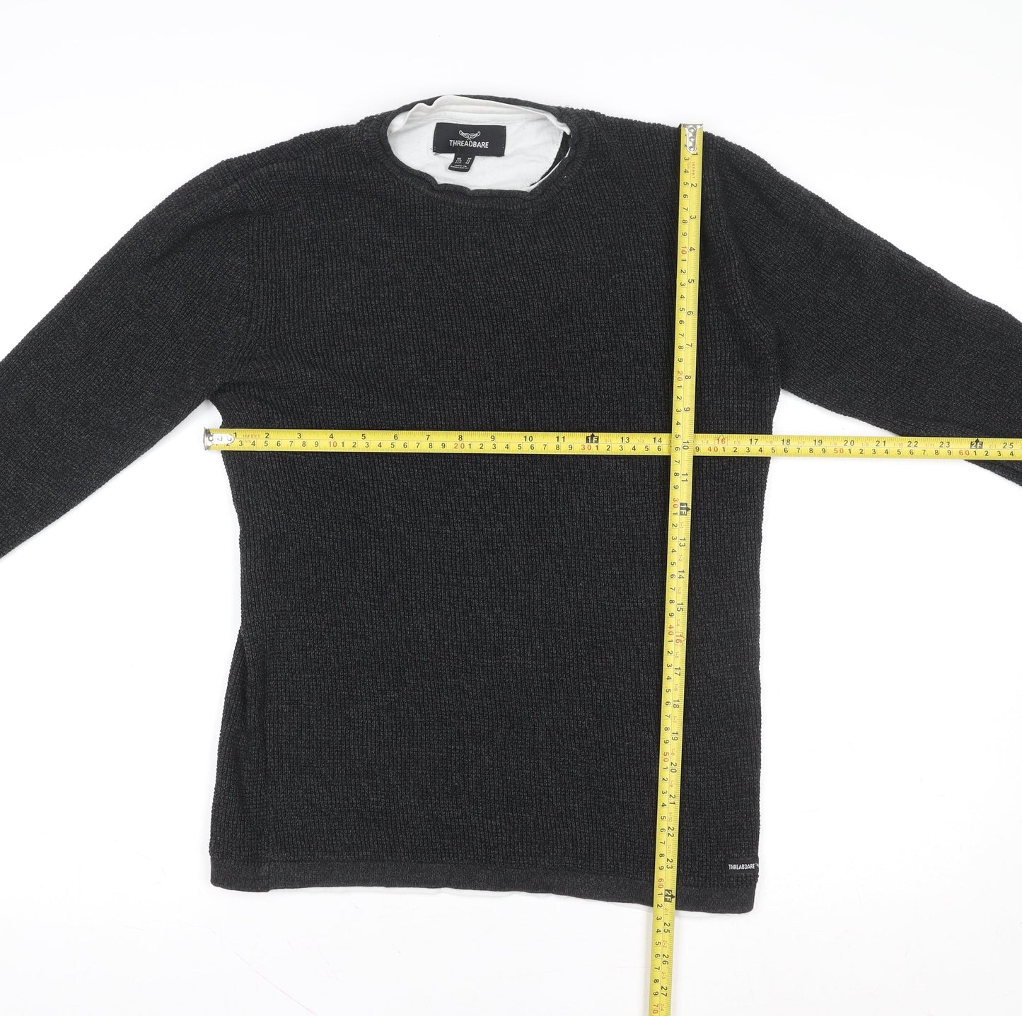 Threadbare Men's Black Cotton Knit Pullover Sweatshirt Size M