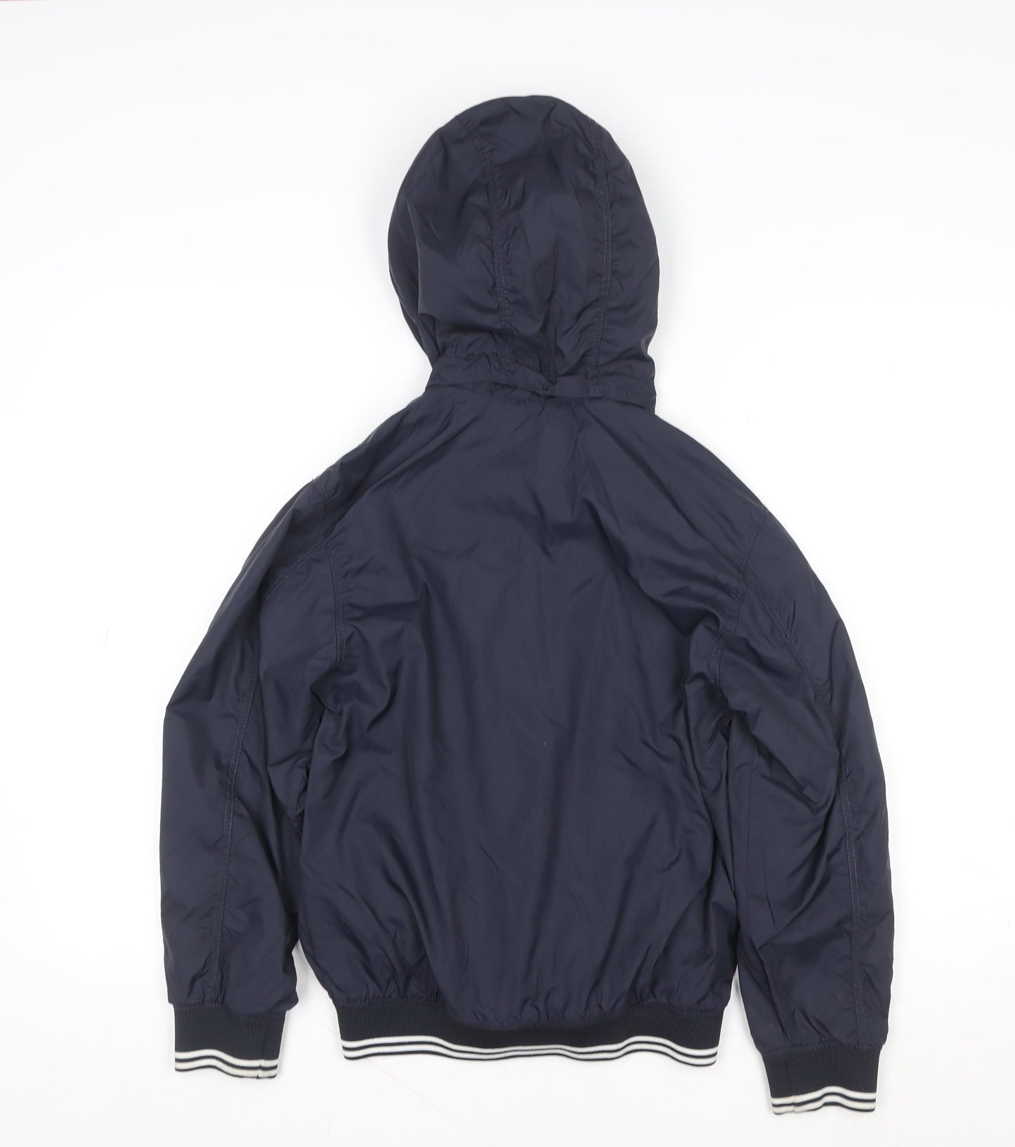 H&M Boys Blue Hooded Windbreaker Jacket 8 Years Full Zip Lightweight
