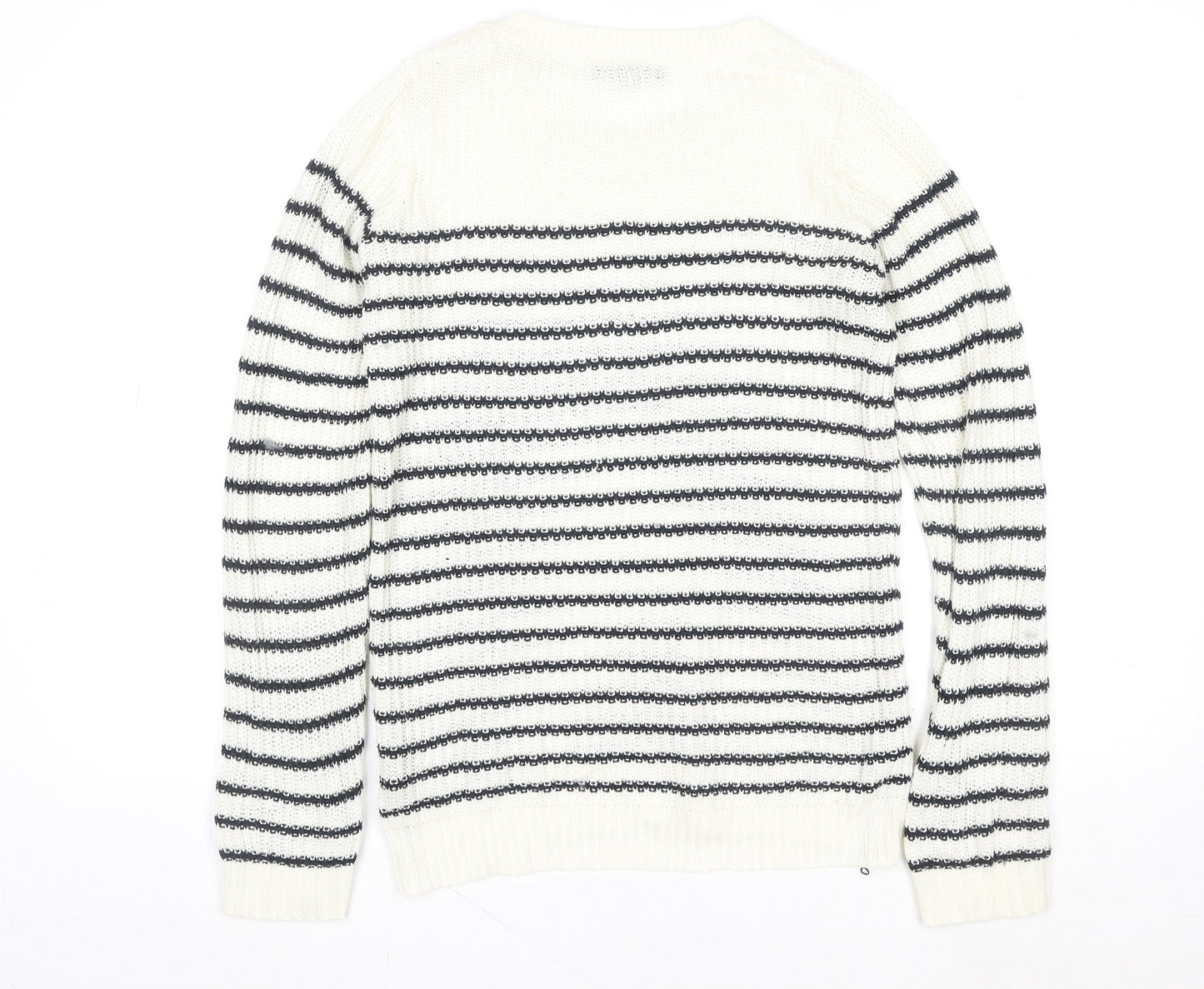 Lucca Couture Women's Ivory Black Striped Knit Jumper Size M