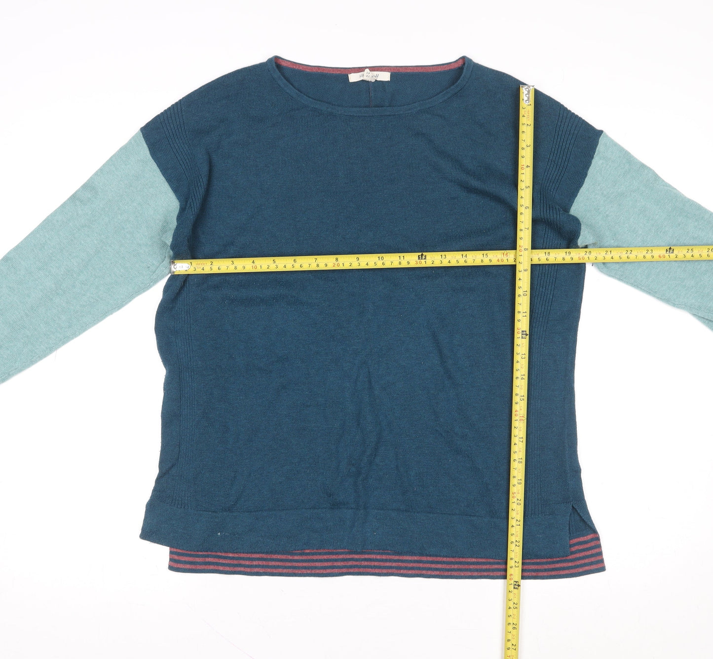 White Stuff Womens Blue Colourblock Long Sleeve Pullover Sweatshirt UK 12