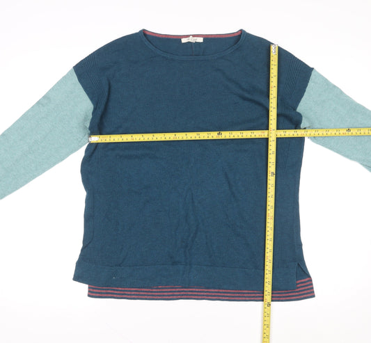 White Stuff Womens Blue Colourblock Long Sleeve Pullover Sweatshirt UK 12