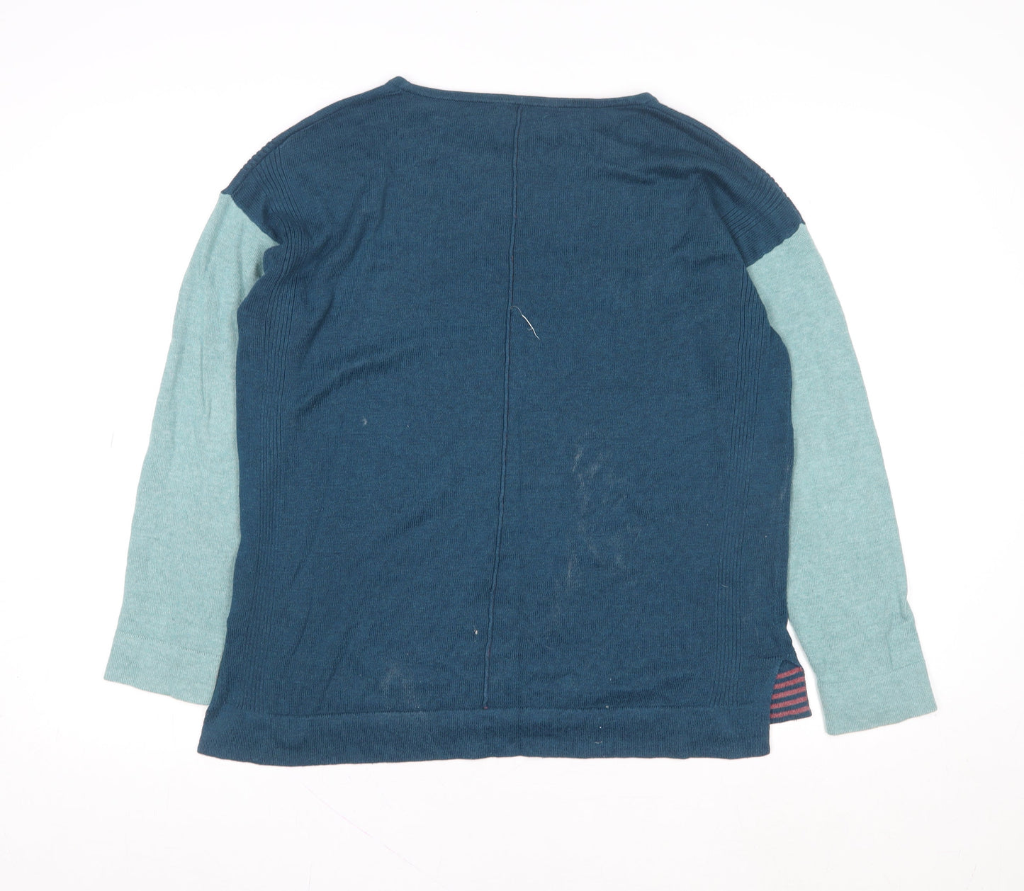 White Stuff Womens Blue Colourblock Long Sleeve Pullover Sweatshirt UK 12