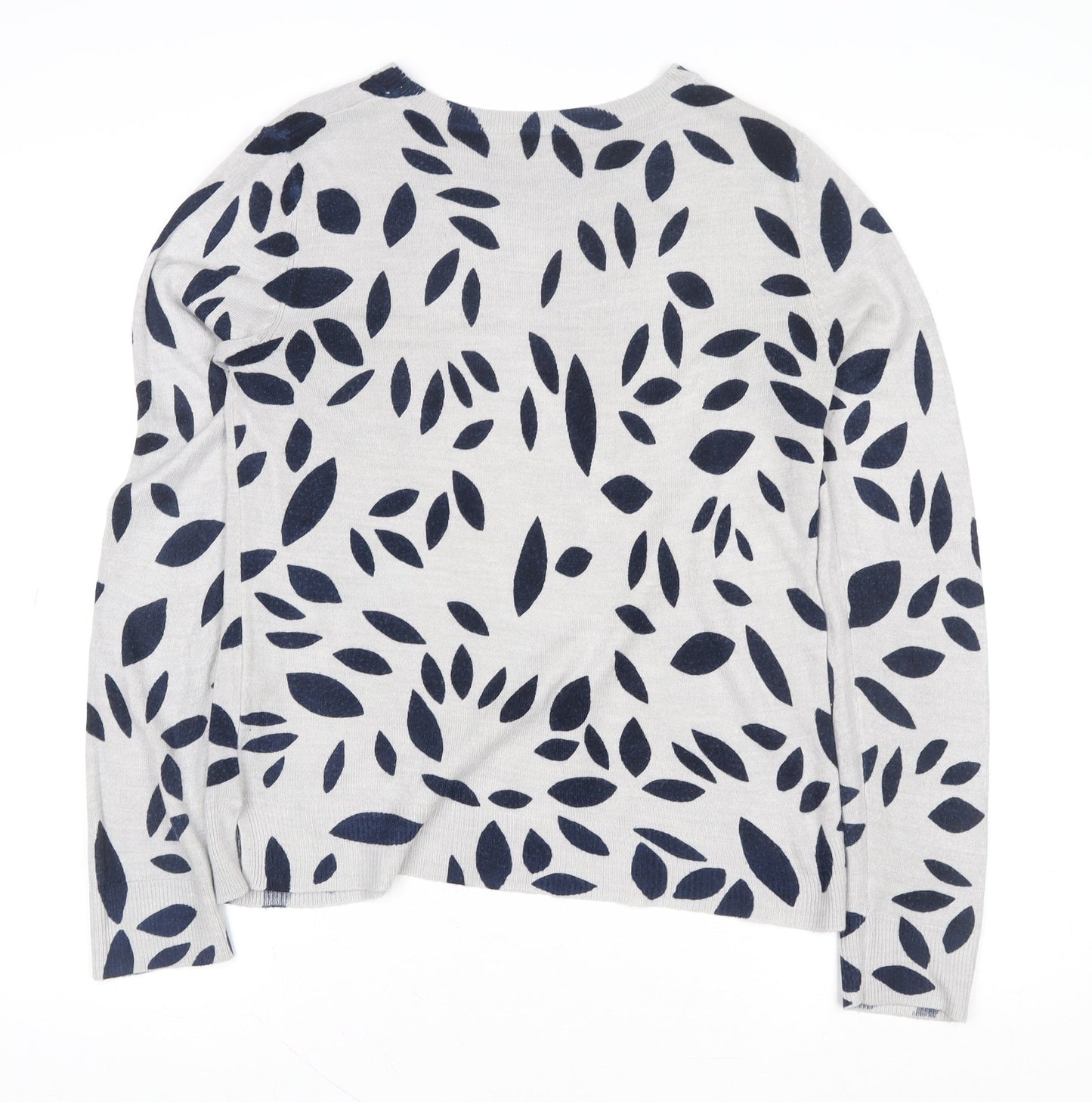 Marks and Spencer Women Grey Mix Leaf Print Pullover Sweatshirt Size 8