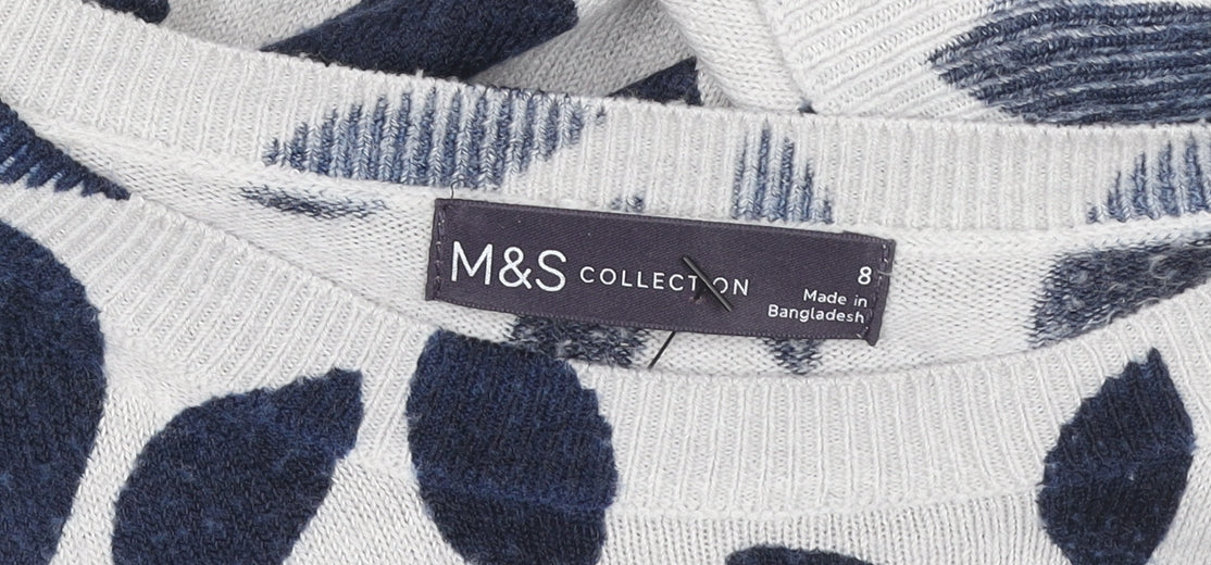 Marks and Spencer Women Grey Mix Leaf Print Pullover Sweatshirt Size 8
