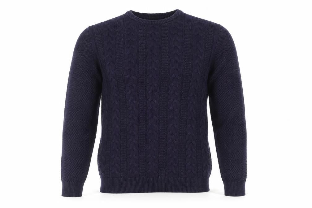 Marks and Spencer Men's Purple Cotton Knit Sweater L Pullover Crew Neck