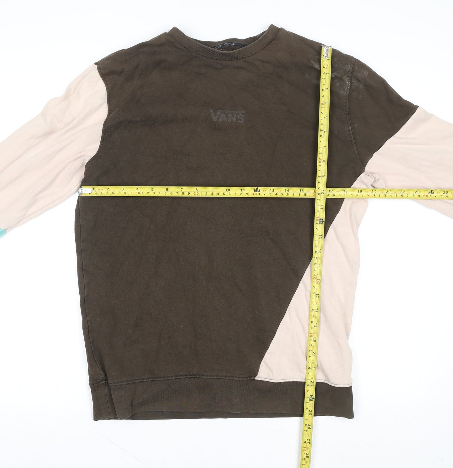 Vans Men's Brown Colour Block Crew Neck Sweatshirt Size M