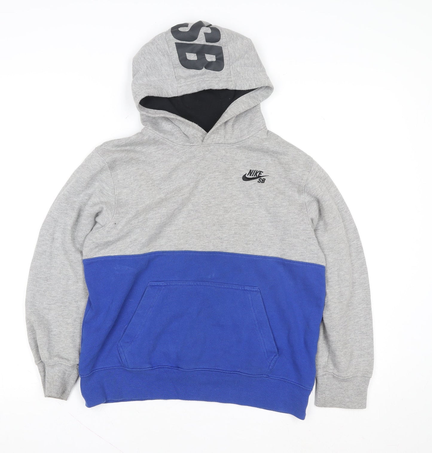 Nike SB Boys Grey Blue Pullover Hoodie Cotton Blend 12-13 Years