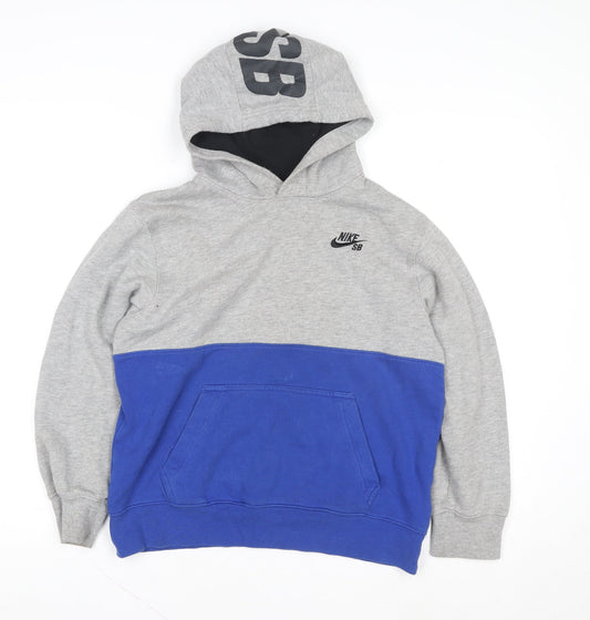 Nike SB Boys Grey Blue Pullover Hoodie Cotton Blend 12-13 Years