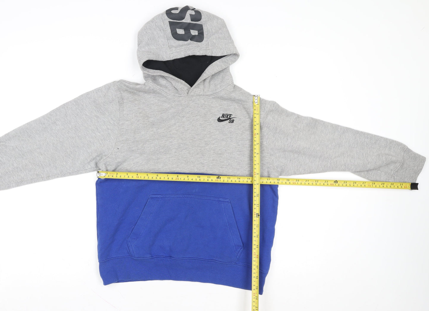 Nike SB Boys Grey Blue Pullover Hoodie Cotton Blend 12-13 Years