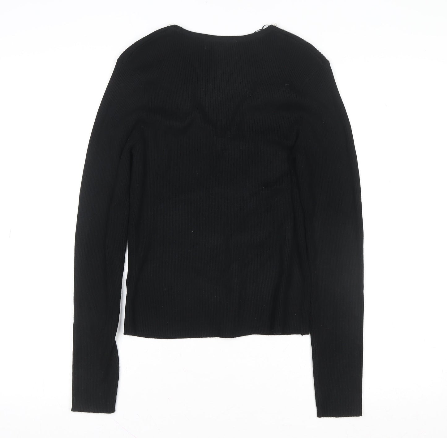 Marks and Spencer Women's Black Beaded Scoop Neck Knit Blouse Size M