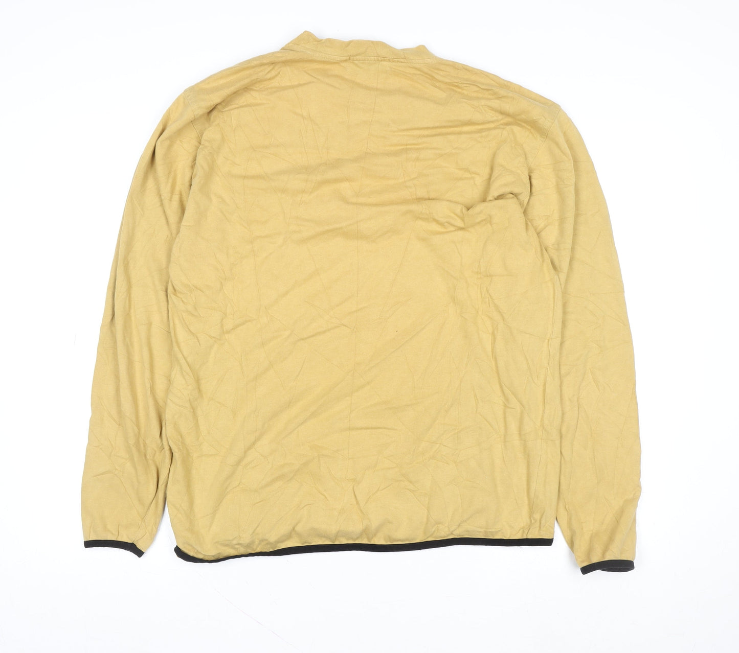 Gotcha Men Beige Cotton Long Sleeve Crew Neck Casual Top M