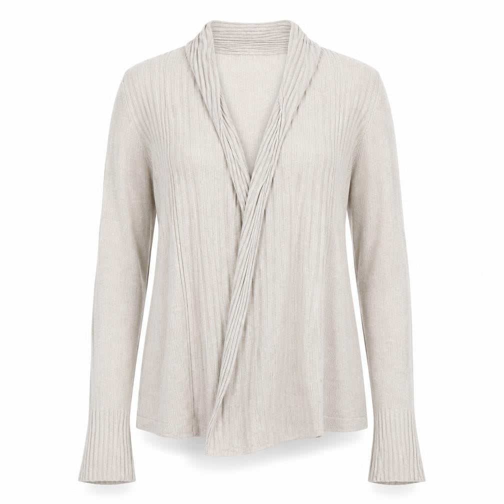 H&M Women Beige Viscose Cardigan Jumper Size 8 Long Sleeve Lightweight