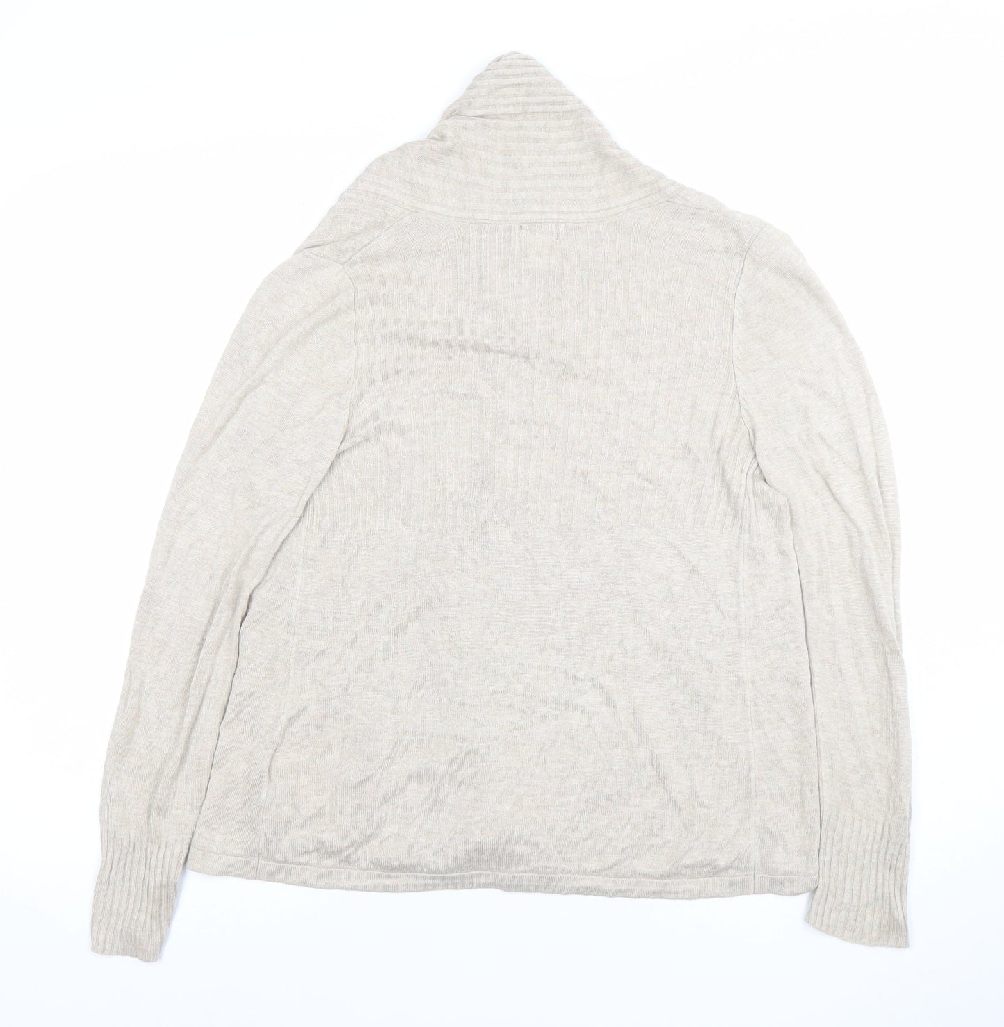 H&M Women Beige Viscose Cardigan Jumper Size 8 Long Sleeve Lightweight