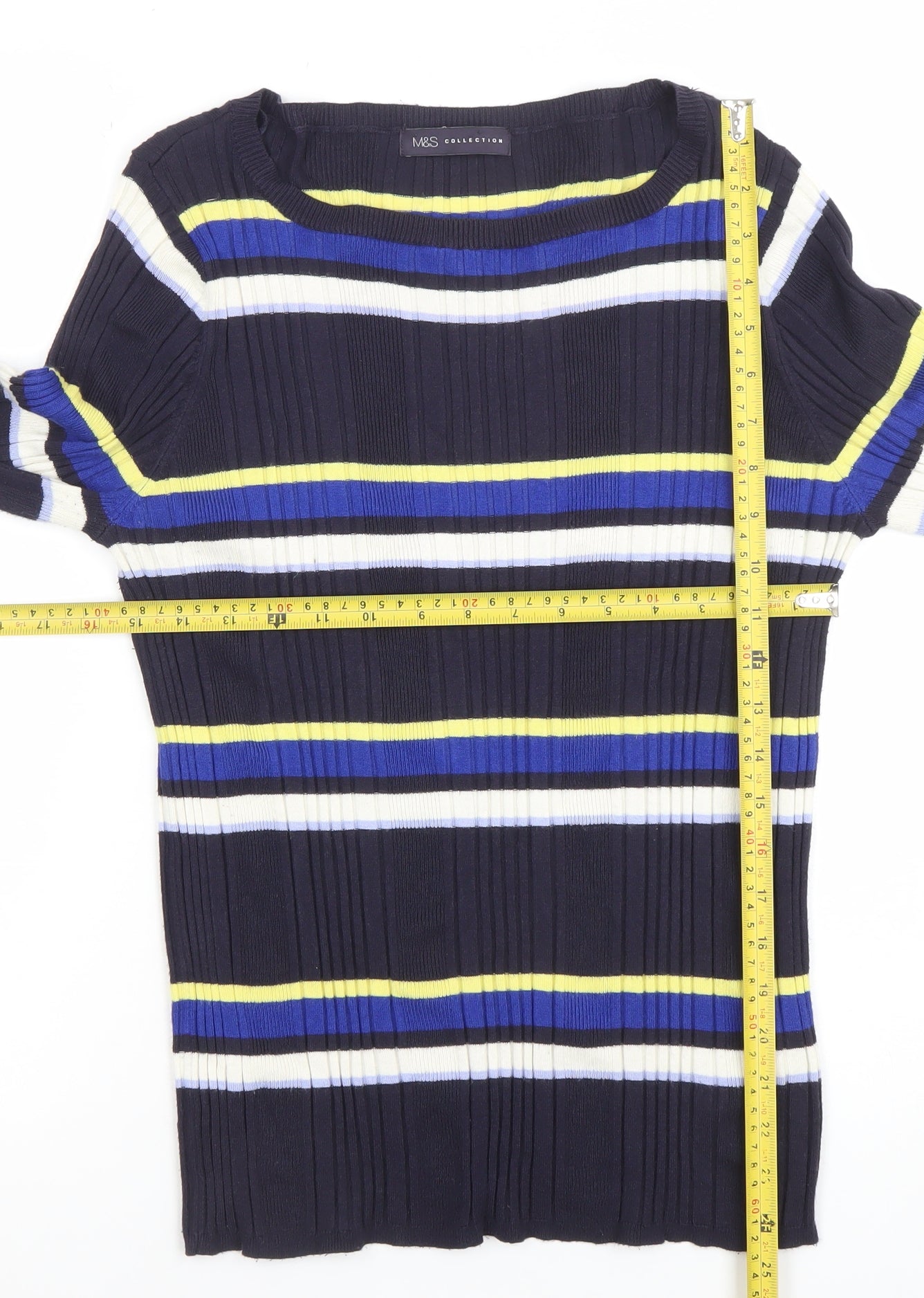 Marks and Spencer Women’s Multicoloured Striped Long Sleeve Pullover Jumper Size 16