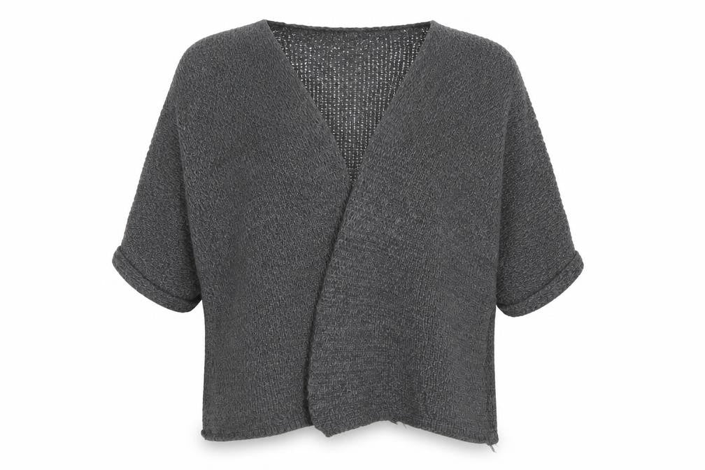 Boohoo Women's Grey Open Knit Short Sleeve Cardigan S