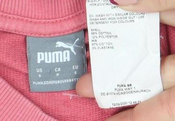 Womens UK S Regular PUMA Pink Pullover Sweatshirt