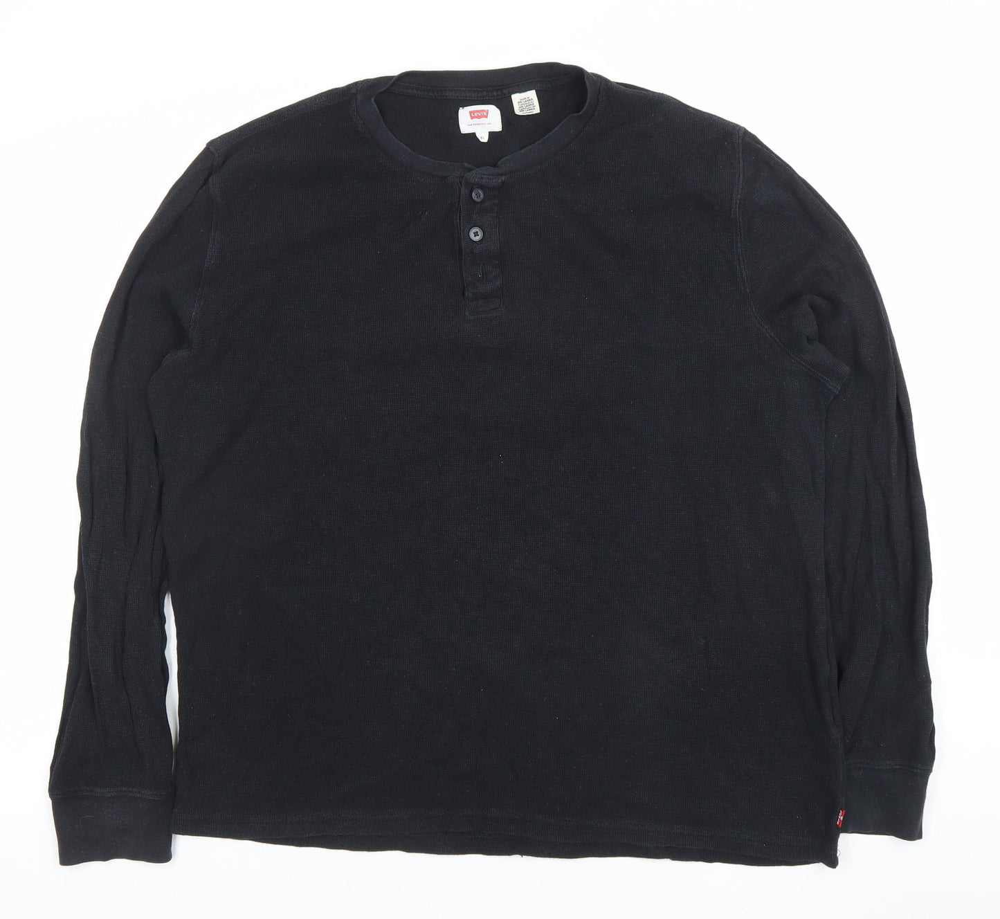 Levi's Men's Black XL Long Sleeve Henley Cotton T-Shirt