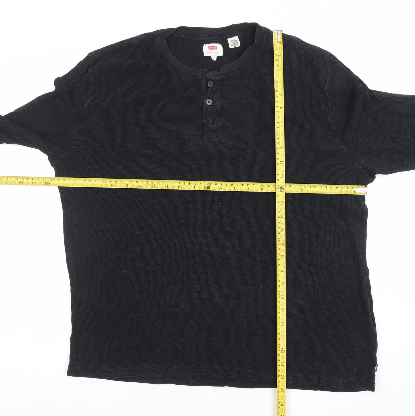 Levi's Men's Black XL Long Sleeve Henley Cotton T-Shirt