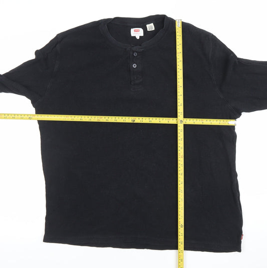 Levi's Men's Black XL Long Sleeve Henley Cotton T-Shirt