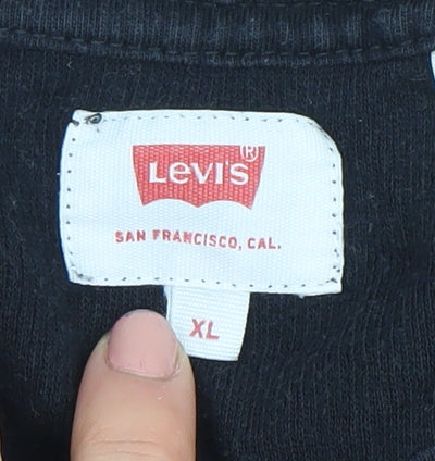 Levi's Men's Black XL Long Sleeve Henley Cotton T-Shirt