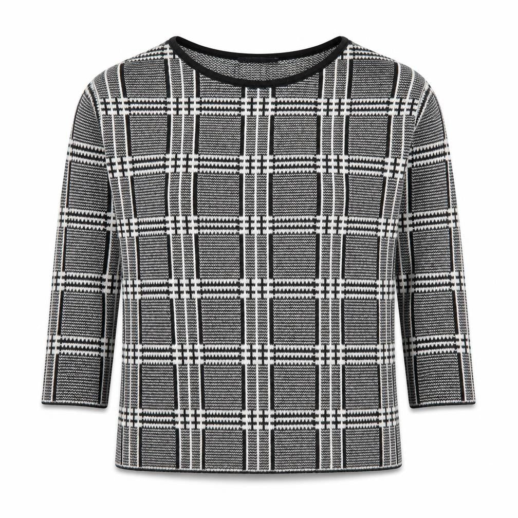 Marks and Spencer Womens Grey Check Knit Pullover Jumper Size 10
