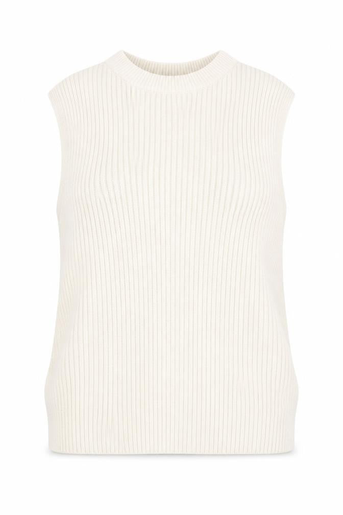 H&M Women’s Ivory Ribbed Sleeveless Mock Neck Knit Vest Jumper Size S