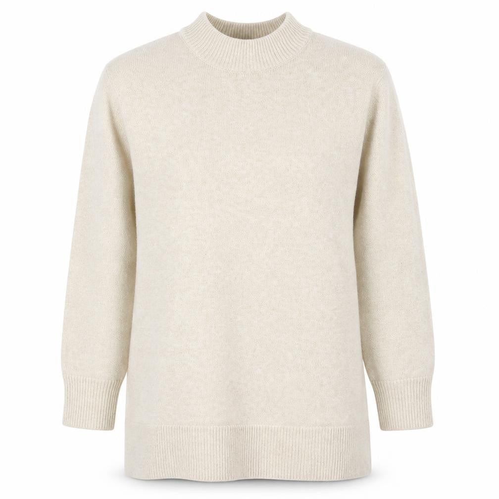 H&M Women’s Beige Wool Blend Mock Neck Long Sleeve Jumper XS