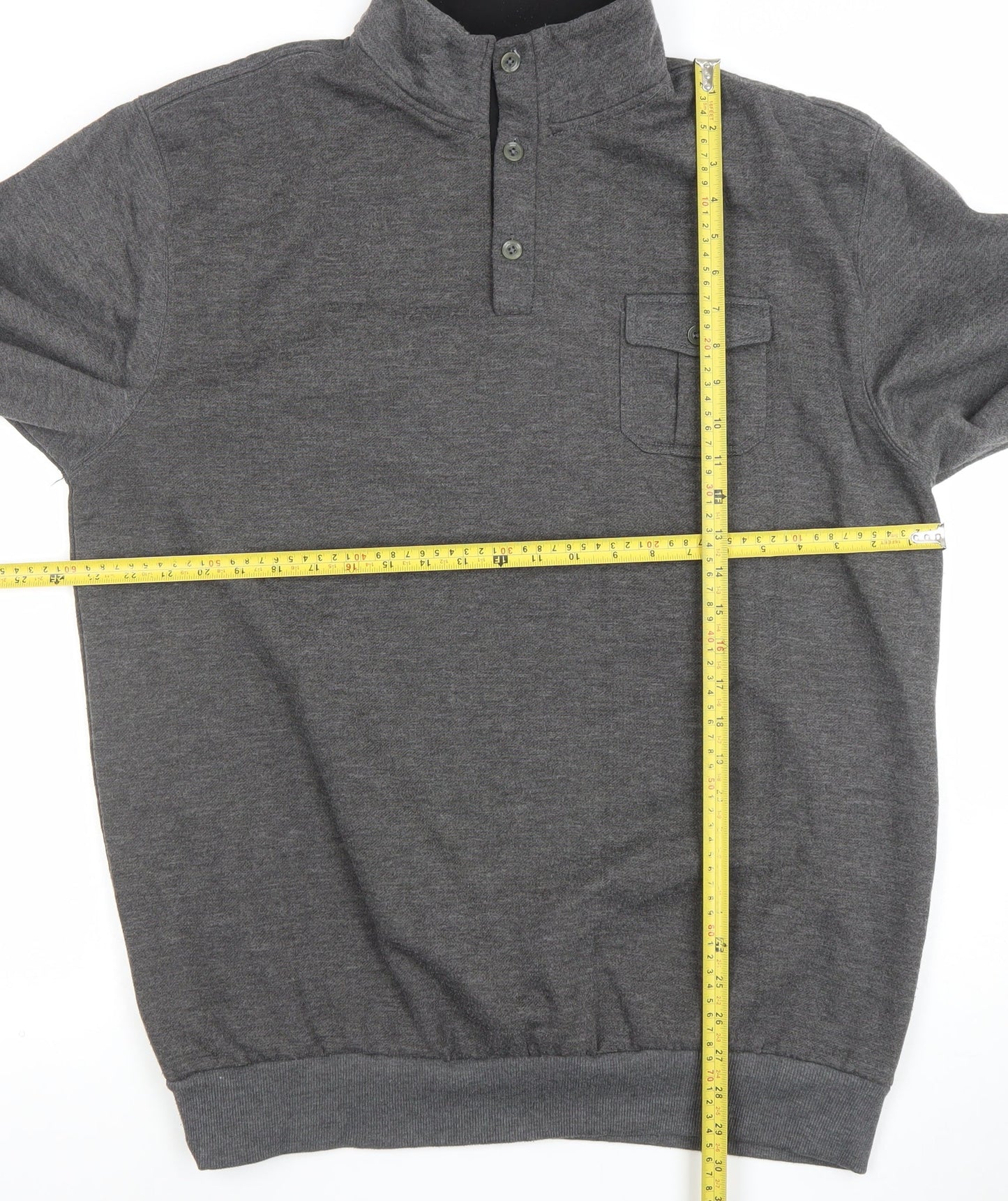 J.J. Willis Mens Grey Henley Sweatshirt 2XL High Neck Long Sleeve